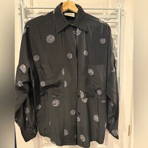 Ellen Tracy Black Shirt with pattern 100% silk